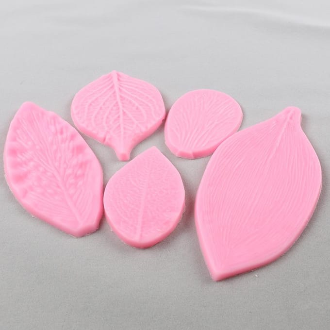 5 Stuks 3D Blad Koekjes Uitstekers Vormen Siliconen Bakkerij Decoratie Gereedschap beige