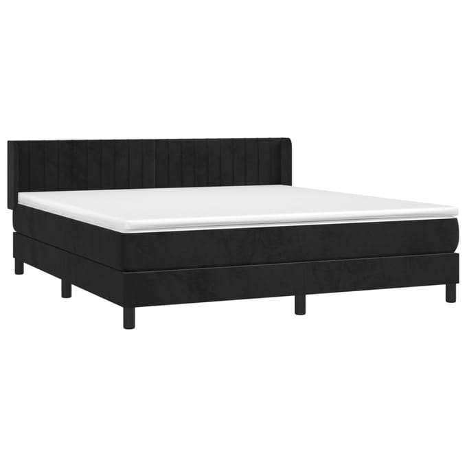 vidaXL - Boxspring - met - matras - fluweel - zwart - 180x200 - cm