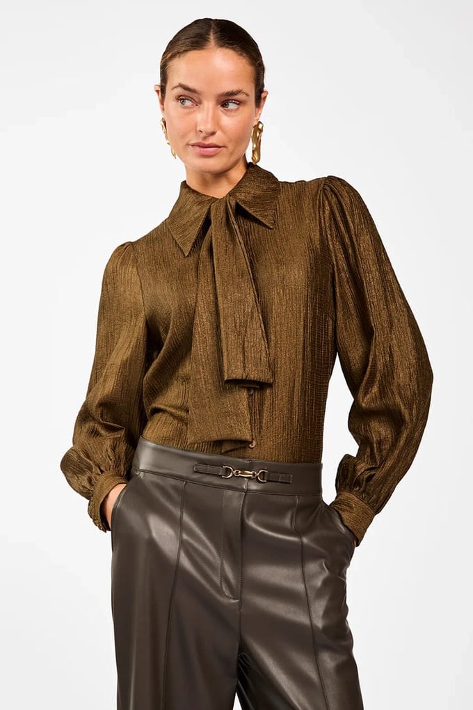 AAIKO Veronne Tie Vis 545 Dames - Jurken - Khaki - Maat L