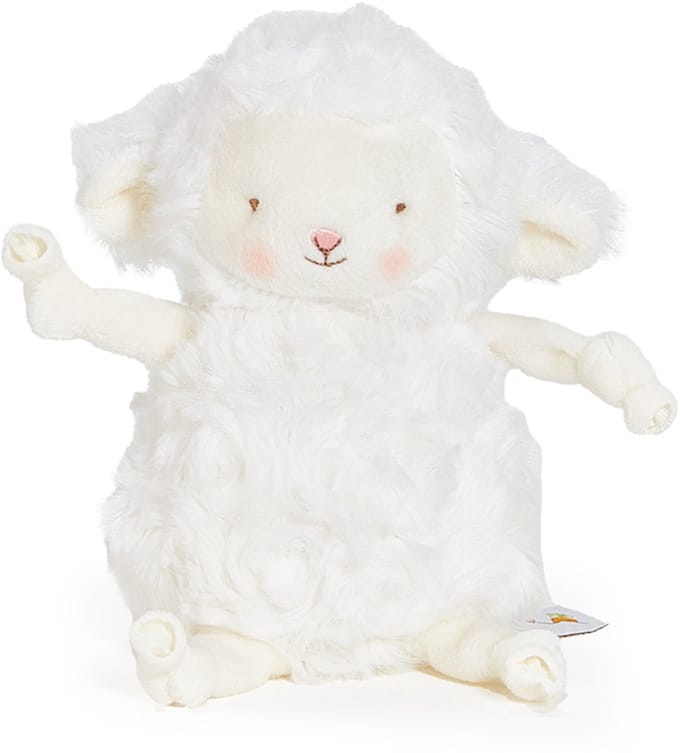 Bunnies By The Bay Roly Poly Kiddo Knuffel - Knuffeldier - Geborduurde details - Lammetje - 13 cm - Wit