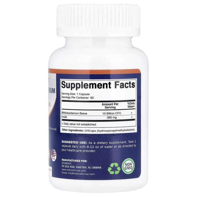 Vitamatic, Bifidobacterium Breve, DrCaps® Hypromellose Capsules, 60 Capsules
