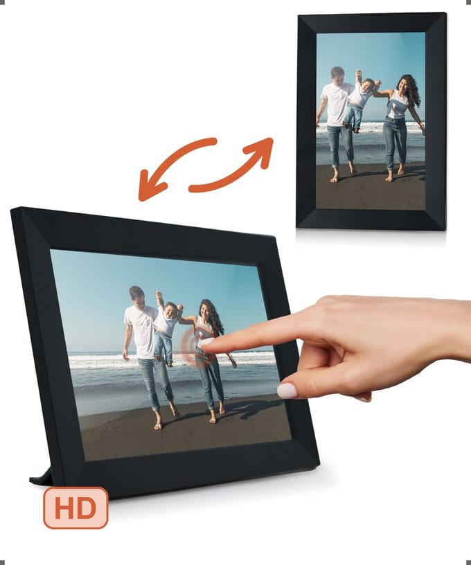 Pora&Co - Digitale fotolijst met WiFi en Frameo App - 8 inch - Pora – HD -IPS Display – Zwart - Micro SD – Touchscreen