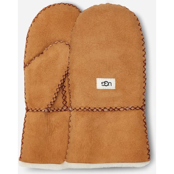 UGG® Sheepskin-want met stiksel in Brown, Maat 2/4 YRS, Shearling