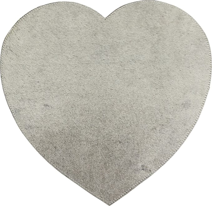 placemat koehuid hart grijs 39cm