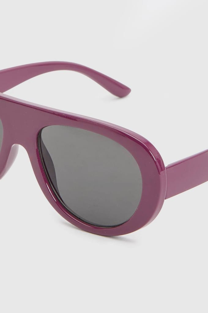 boohoo Dames Pruimkleurige Oversized Aviator Zonnebril | Bordeaux Rood