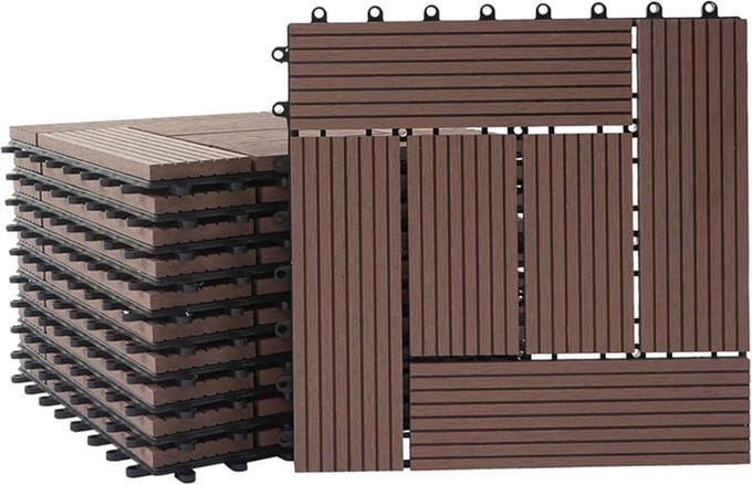 WPC Vloertegels Houtlook voor Balkon en Terras - 1 m² Set