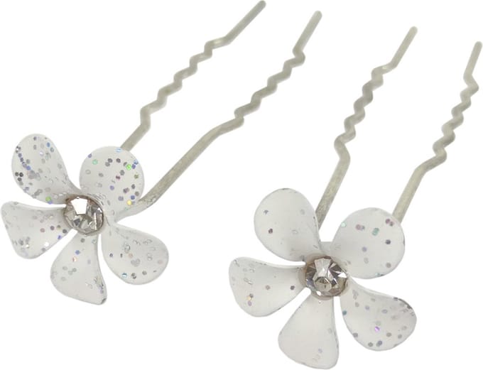 Haarpinnen bloem met glitter Bruid Bruidskapsel opsteken (2 stuks)