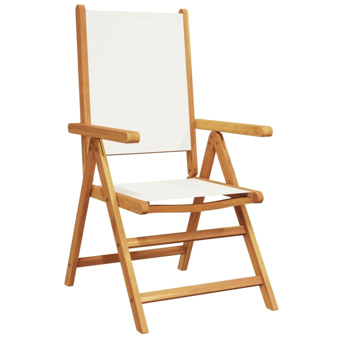 vidaXL - Inklapbare - stoelen - 4 - st - massief - hout - en - stof - crèmewit