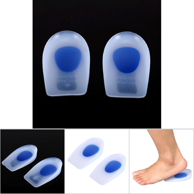 1 Paar Siliconen Hielcup Schokdempende Inlegzolen Hielondersteuning Inlegzolen Pads(L) blue