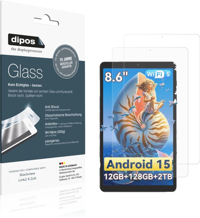 dipos – 2x Matte Pantserfolie geschikt voor Blackview Link2 8 Zoll | 9H Screenprotector
