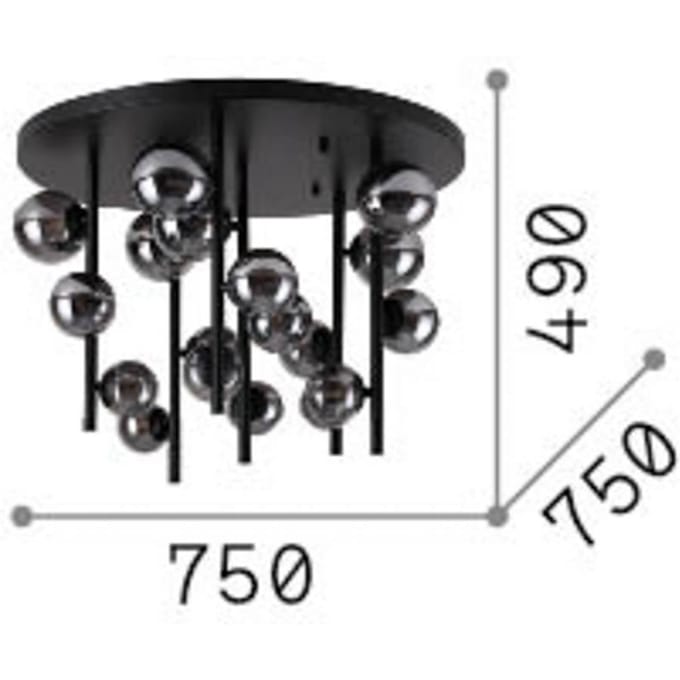 IDEAL LUX plafondlamp Perlage messing/wit, Ø 70 cm, 18 lampen