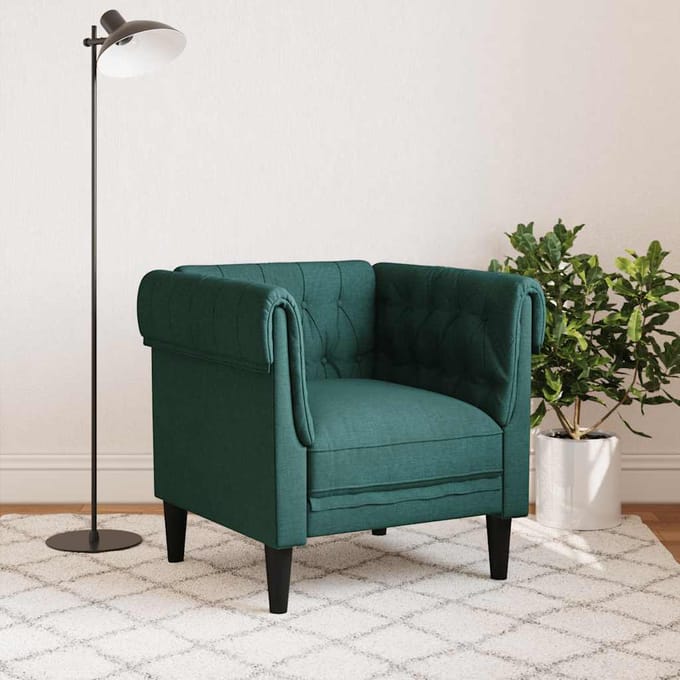 vidaXL - Fauteuil - Chesterfield-stijl - stof - donkergroen