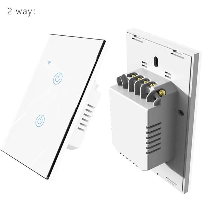 WiFi Touch Panel Switch Home Smart Switch Panel LED-indicatielampje Gehard glazen paneellicht 2 Way wit
