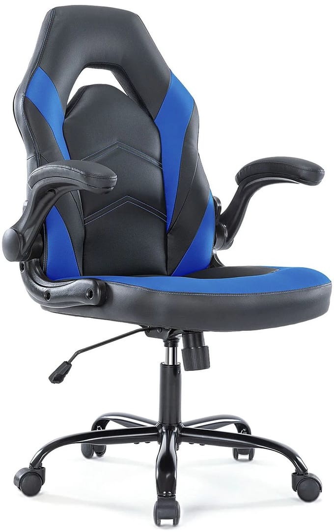 Seth Select Bureaustoel - Gaming bureaustoel - Ergonomisch - Verstelbare PU-lederen racestoel - Opklapbare armleuning - Blauw