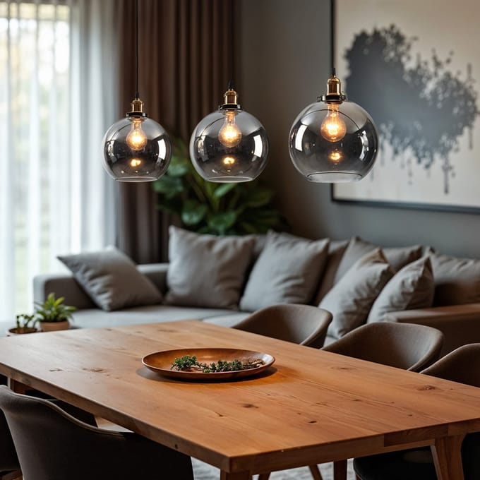LumenXL - Hanglamp Katie - smoke glas, 3-lichts