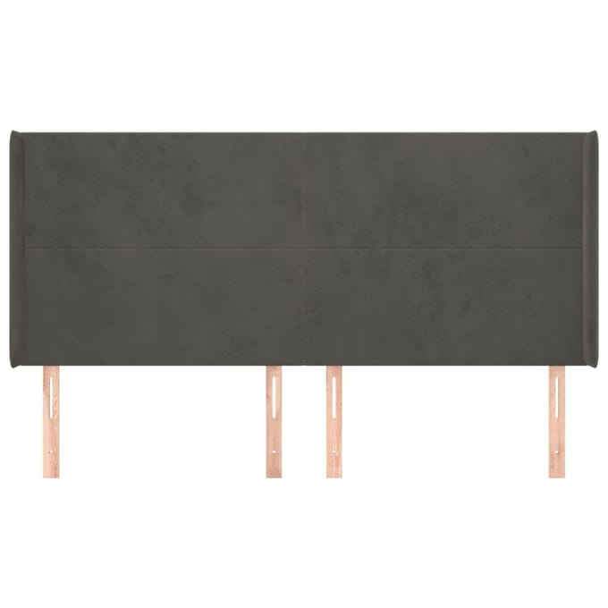 vidaXL - Hoofdbord - met - randen - 203x16x118/128 - cm - fluweel - donkergrijs