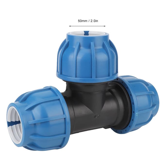 PE Plastic Waterleiding Fitting Accessoires 50mm T-stuk Connector voor Pijpaansluiting