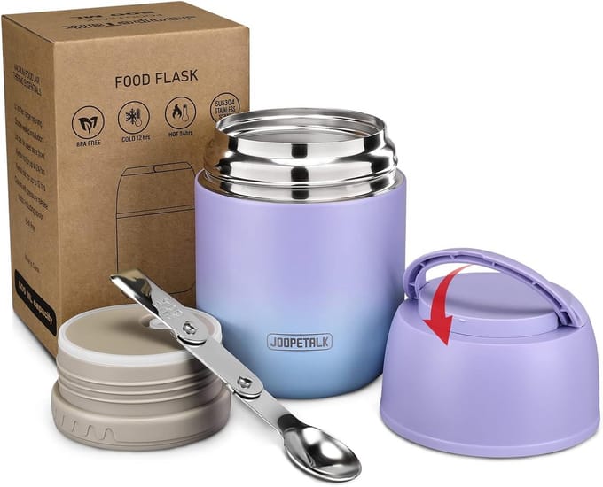 Geïsoleerde Lunchtrommel 500ml RVS voor Warme en Koude Dranken - Thermosfles met Lepel