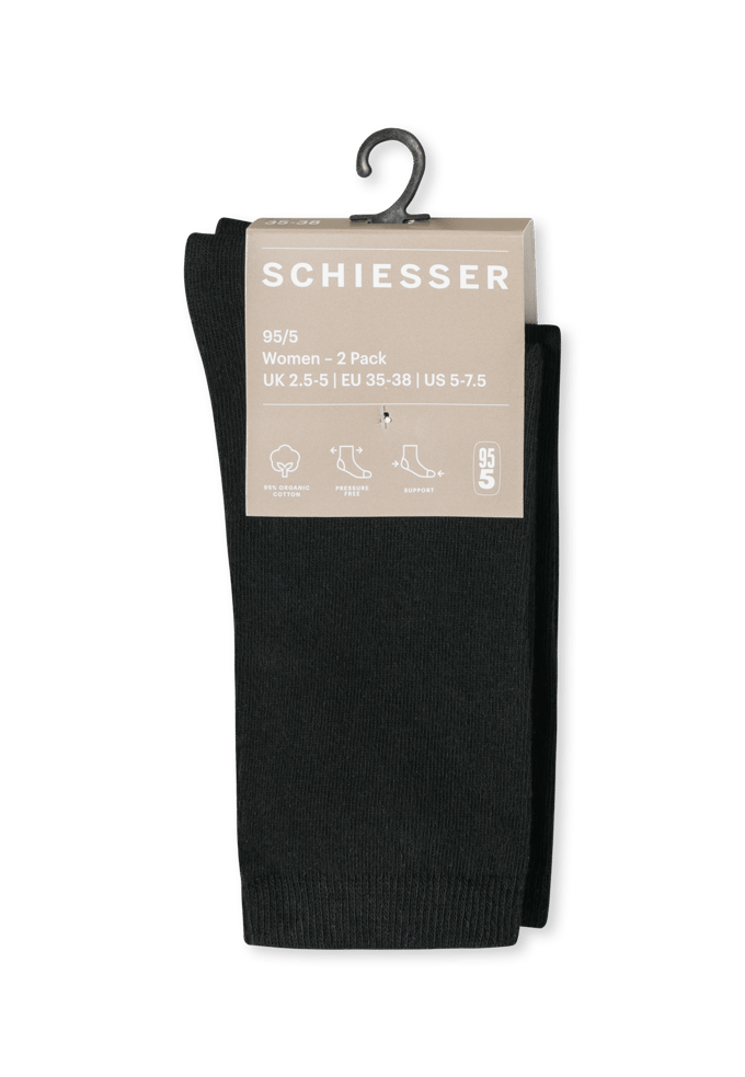 Damessokken, set van 2, zwart - 95/5 39/42