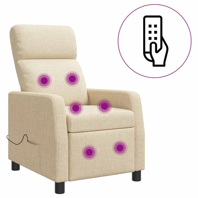 vidaXL - Massage - Relaxstoel - Crèmekleurig - Stof