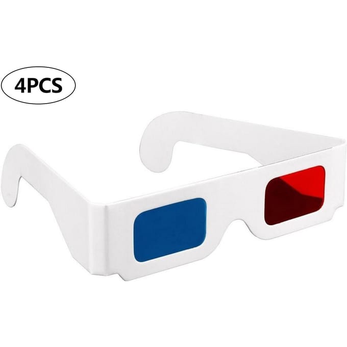4 stuks 3D kartonnen bril rood en cyaan anaglyph witte kaartbril voor 3D-weergave 4pcs