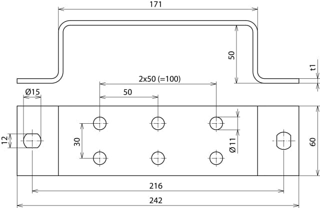 Dehn Roestvrij Staal Aardingsrail Met 2 x 3 Klemmen - 472119