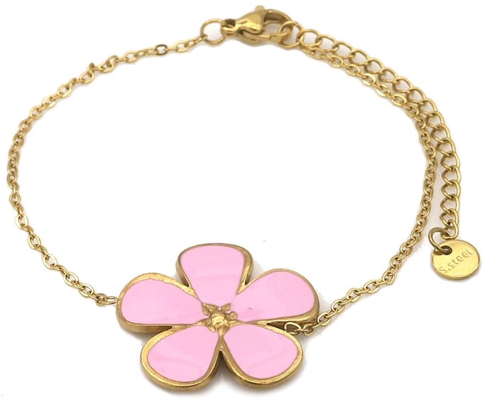 Armband - RVS - bloem - 16-21 cm