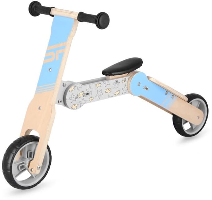 Blauwe 2in1 - Step & Loopfiets - Materiaal: Hout - Lichtgewicht