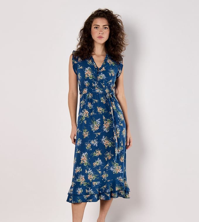 Midi-jurk met kleine bloemenprint