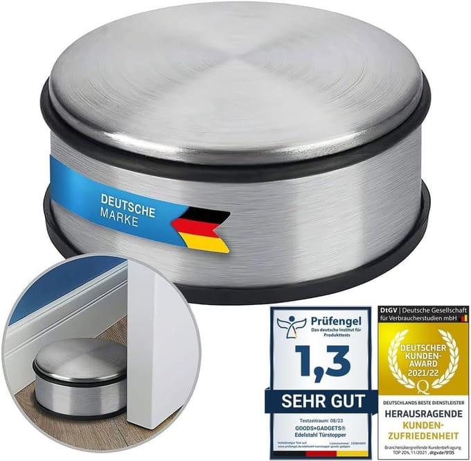 Deurstopper Roestvrij Staal Rubber 11x6cm 12kg - Designer Deurhouder Stopper