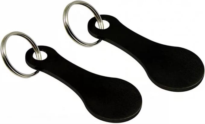 *** 2 Stuks Winkelwagen Muntje Sleutelhanger Boodschappen Zwart - van Heble® ***