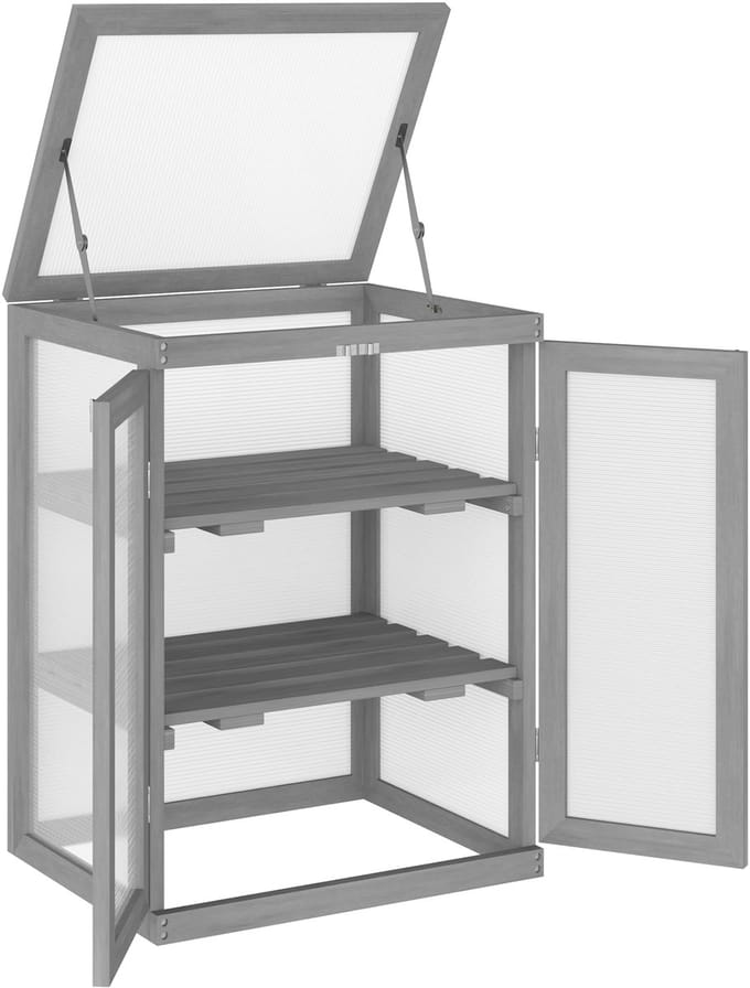Outsunny koud frame - dennenhout - 58L x 44B x 78H cm - donkergrijs