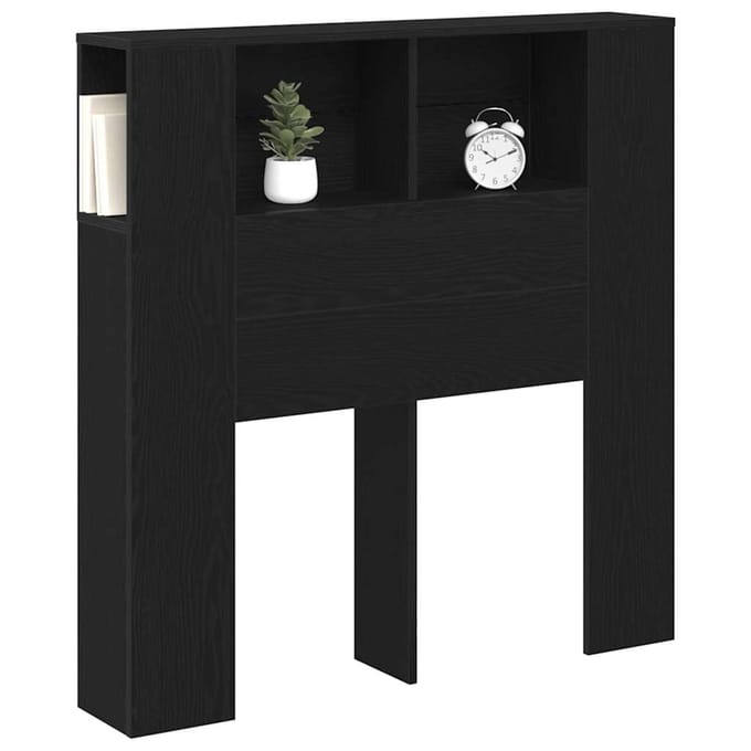 vidaXL Hoofdeinde Kast met plank met opslag Zwart Eiken Bewerkt hout