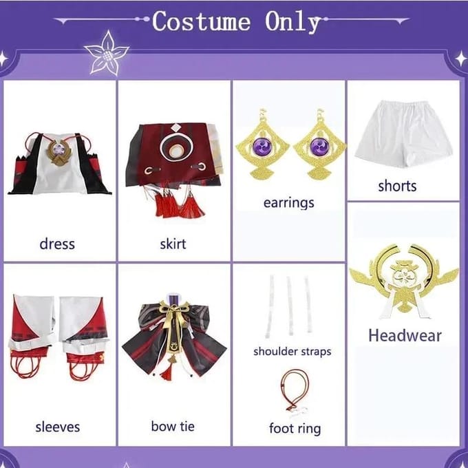Yae Miko – ensemble complet de perruque de Costume de Cosplay Guuji Yae, couvre-chef, oreilles et queue pour Comic Con M purple