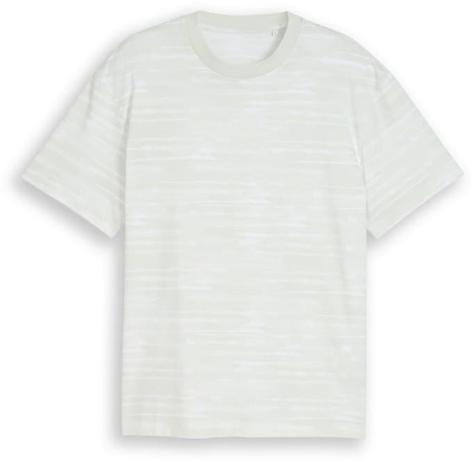Tom Tailor Denim - Relaxed fit T-shirt met patroon - Maat S - light mint white watery stripe
