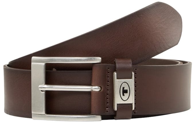 Tom Tailor - TTNATHAN leren riem met vierkante gesp - Maat 80 - brown uni
