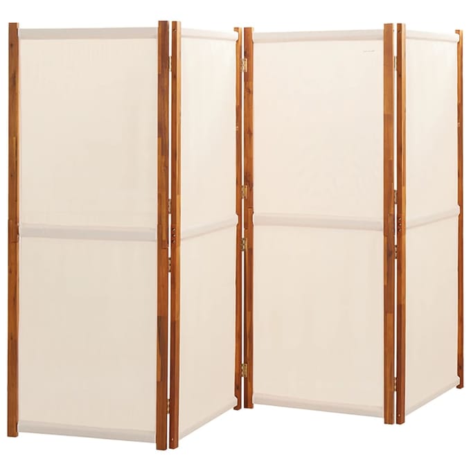 VidaXL 4-panelen kamerscherm - massief acaciahout, crème wit, 280 x 180 cm