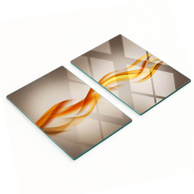 Glazen serveerplanken met abstracte golfmotieven 2x40x52 cm