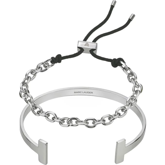 Echte leren/roestvrijstalen armband Marc Lauder
