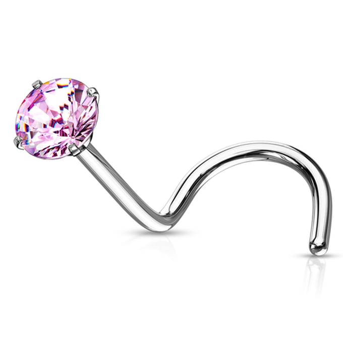 Neuspiercing PVD U-bocht prong set 0.8x6x2.5 - zilver roze - LMPiercings