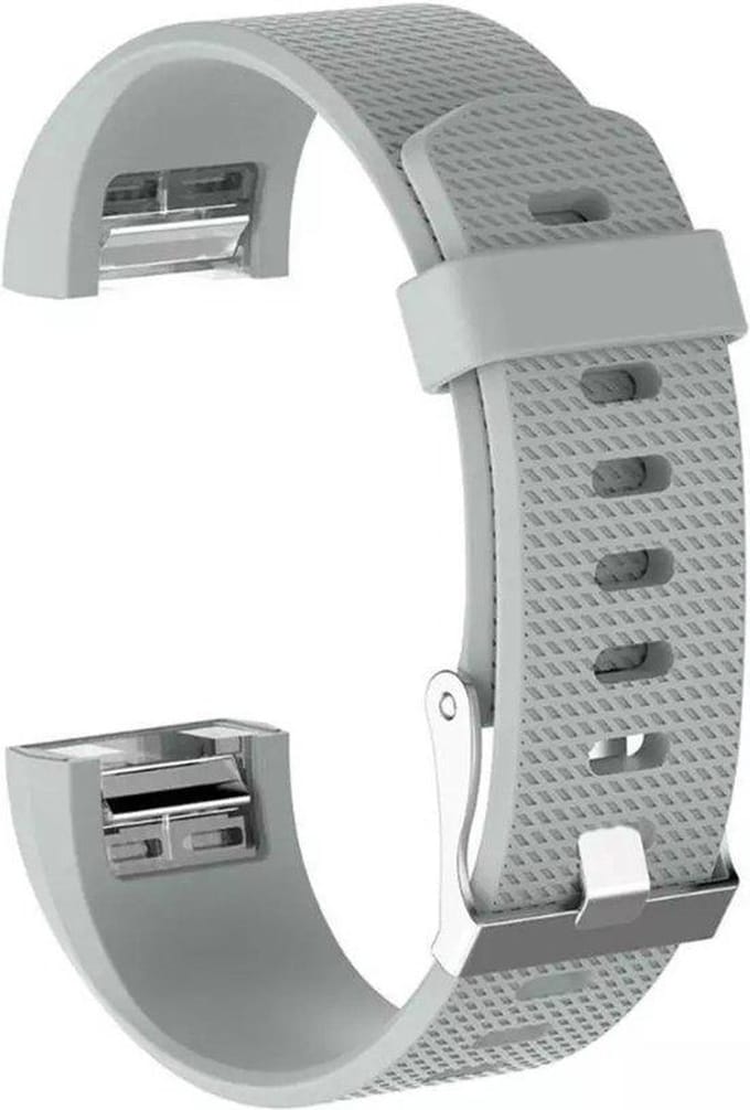 KELERINO. Siliconen polsbandje voor Fitbit Charge 2 Licht Grijs - Large