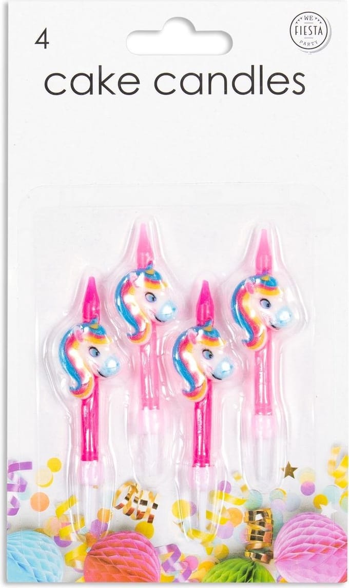 4 taart kaarsjes Unicorn