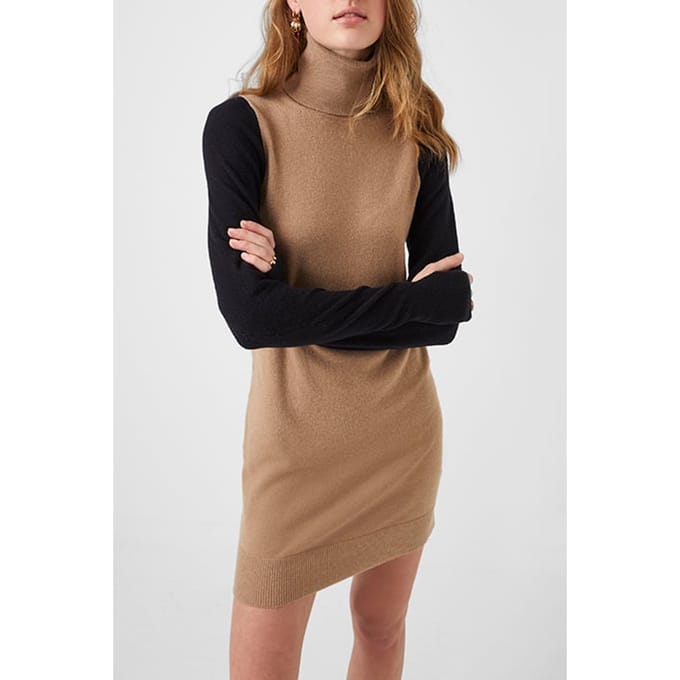 French Connection Millia Colour Blk Vhari Jmpdrs Camel/ Utility Blue Größe: L | Minikleider Outlet | Damen | Blau