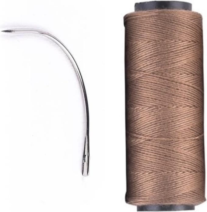 C Naald + Weave Draad Bruin- Hairweaving - Interlock- Combi