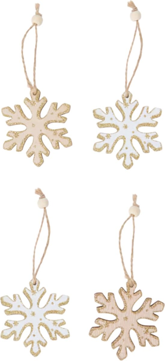 Gadgetpoint - Boomversiering - Versiering - Hangers - Kerstmis - Christmas - Xmas - Set van 4 - Sneeuwvlok