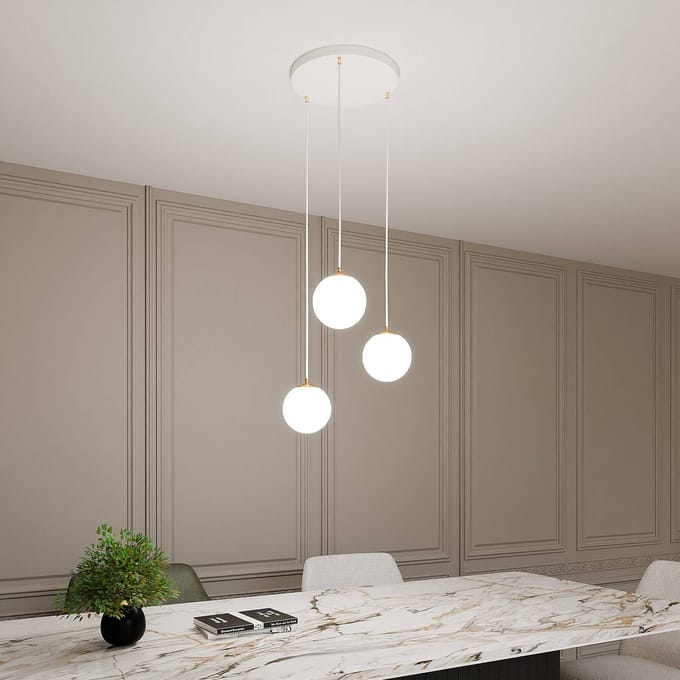 EMIBIG LIGHTING Hanglamp Royal, 3-lamps, opaalwit/wit, glas, E14