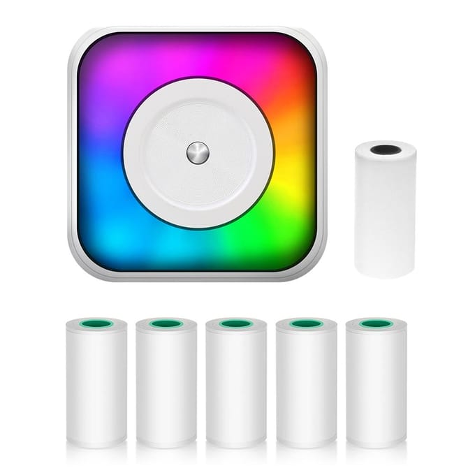 Mini thermische printer Multifunctionele draagbare stickermaker met RGB-licht Instant Photo Inkless