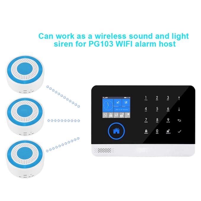 433mhz 100dB Draadloze Huis Geluid en Licht Stroboscoop Sirene voor WIFI GSM Alarmpaneelsysteem blue