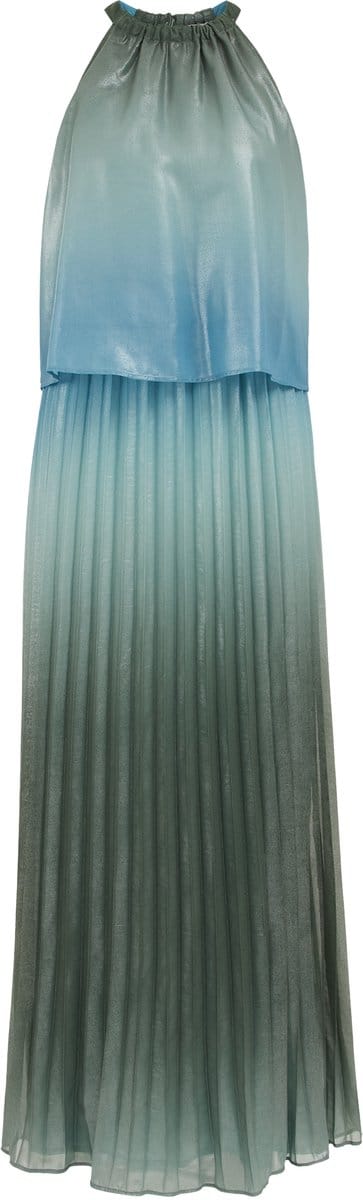 WE Fashion Dames plissé maxi jurk met metallic look