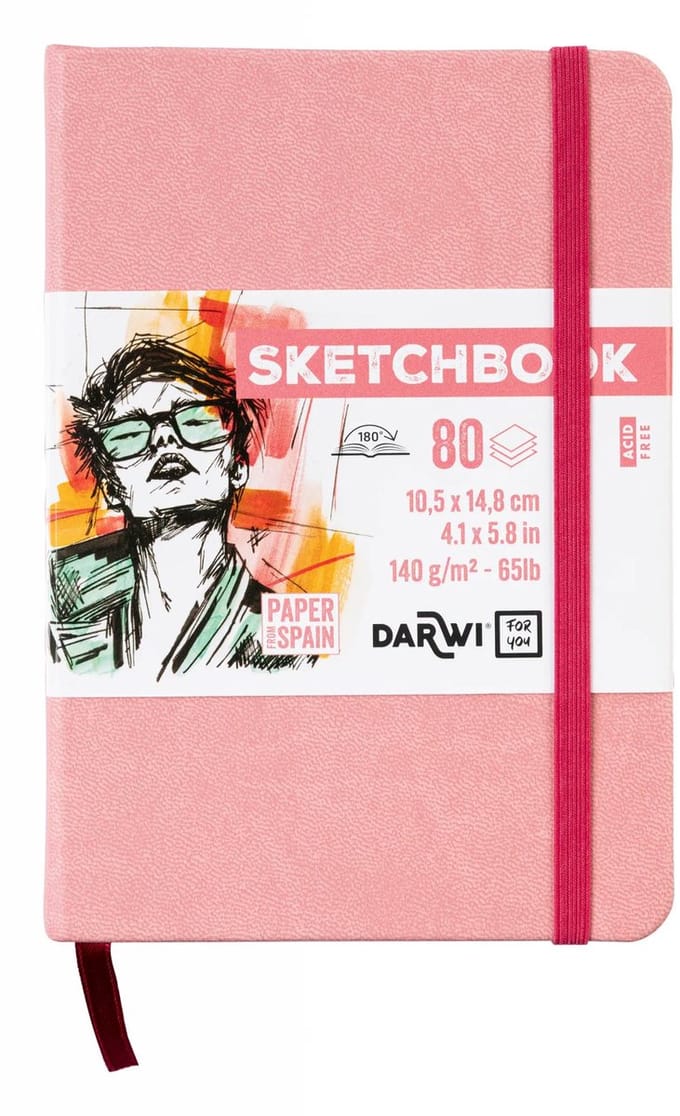 Darwi DFY - Schetsboek - A6 - 140 g - Roze - 80 vellen